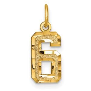 14k Yellow Gold, Varsity Collection, Small D/C Pendant Number 6